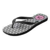 Cute Black White Patten Pink Monogram Teenslippers (Schuin)