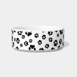 Cute Black & White Paw Prints Pattern Bowl Voerbakje