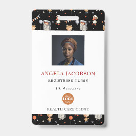 Cute Black White Pediatric Registered Nurse Logo Badge