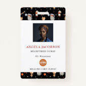 Cute Black White Pediatric Registered Nurse Logo Badge (Voorkant)