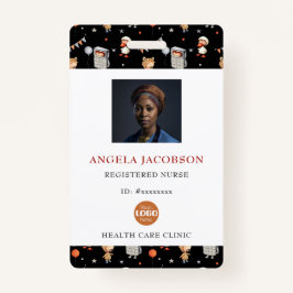 Cute Black White Pediatric Registered Nurse Logo Badge