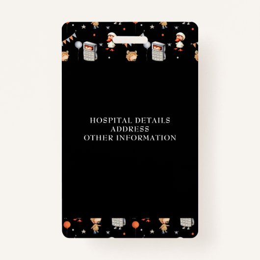 Cute Black White Pediatric Registered Nurse Logo Badge (Achterkant)