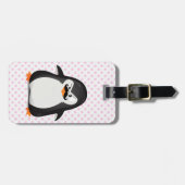 Cute Black White Penguin and Funny Mustache Bagagelabel (Voorkant horizontaal)