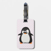 Cute Black White Penguin and Funny Mustache Bagagelabel (Achterkant verticaal)