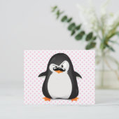 Cute Black White Penguin and Funny Mustache Briefkaart (Staand voorkant)