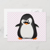 Cute Black White Penguin and Funny Mustache Briefkaart (Voorkant / Achterkant)
