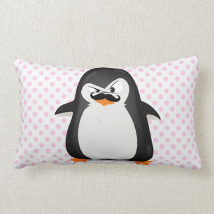 Cute Black White Penguin and Funny Mustache Kussen