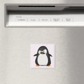 Cute Black White Penguin and Funny Mustache Magneet (Insitu (Vaatwasser))