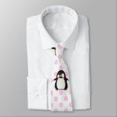 Cute Black White Penguin and Funny Mustache Stropdas (Gebonden)