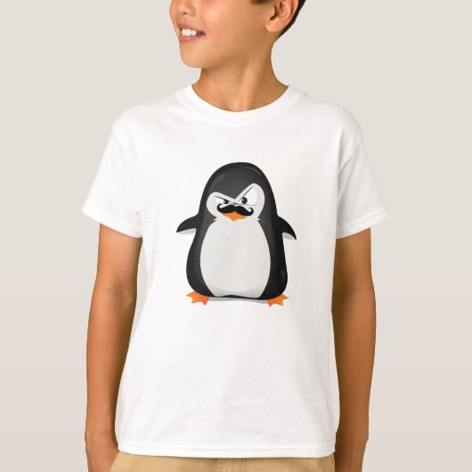 Cute Black White Penguin and Funny Mustache T-shirt (Voorkant)