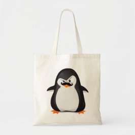 Cute Black White Penguin and Funny Mustache Tote Bag