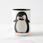 Cute Black White Penguin and Funny Mustache Tweekleurige Koffiemok<br><div class="desc">Een schattige zwarte en witte grappige pinguïn met een grappige zwarte snor. Een coole retro-design met een geek 80's zwarte snor op witte achtergrond. Het perfecte cadeauidee voor haar humor.</div>