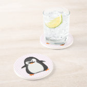 Cute Black White Penguin and Funny Mustache Zandsteen Onderzetter (Zijkant)