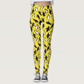 Cute black white penguin pattern yellow background leggings (Voorkant)