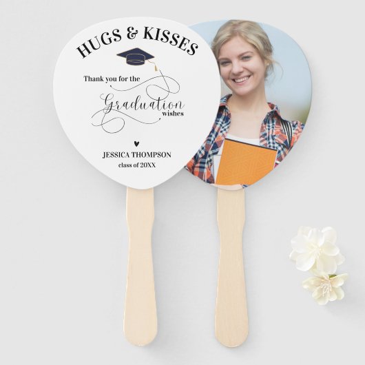 Cute Black White Photo Class Afstuderen Hartelijk Handwaaier (Voorkant en achterkant)