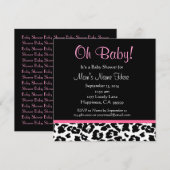 Cute Black White Pink Leopard Print Baby shower Kaart (Voorkant / Achterkant)