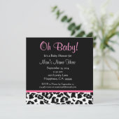 Cute Black White Pink Leopard Print Baby shower Kaart (Staand voorkant)