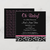 Cute Black White Pink Swirl Print Baby shower Kaart (Voorkant / Achterkant)