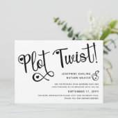 Cute Black White Plot Twist Postponed Weddenschap Save The Date (Staand voorkant)