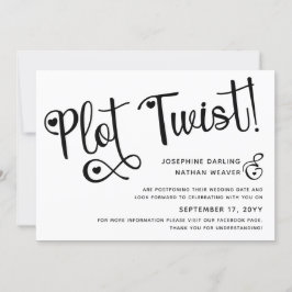 Cute Black White Plot Twist Postponed Weddenschap Save The Date