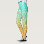 CUTE Black/White Polka Dot on Turquoise/Gold Leggings (Links)