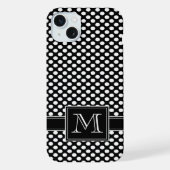 Cute Black White Polka Dot Pattern met Monogram iPhone Hoesje (Achterkant)