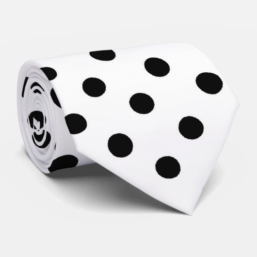 Cute Black White Polka Dots Pattern Stropdas (Opgerold)