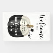 Cute Black & White Pumpkin Halloween Party Welcome Spandoek (Horizontaal)