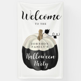 Cute Black & White Pumpkin Halloween Party Welcome Spandoek