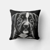 Cute Black & White Puppy – Cozy Dog Lover Pillow Kussen (Achterkant)