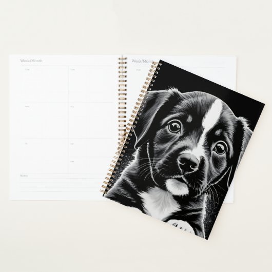 Cute Black & White Puppy – Dog Lover Planner (Display)