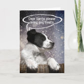 Cute Black White Puppy Dreaming in Snowfall Custom Feestdagen Kaart (Voorkant)