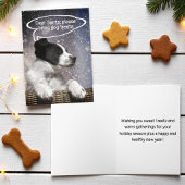 Cute Black White Puppy Dreaming in Snowfall Custom Feestdagen Kaart