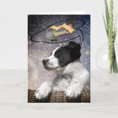 Cute Black White Puppy Dreams Dog behandelt Custom Feestdagen Kaart (Voorkant)