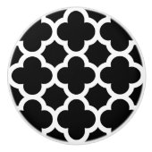 Cute Black White Retro Chic Trellis Pattern Keramische Knop (Voorkant)