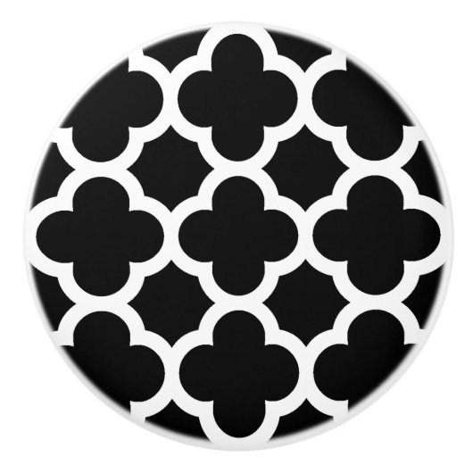 Cute Black White Retro Chic Trellis Pattern Keramische Knop (Voorkant)
