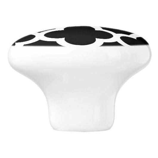 Cute Black White Retro Chic Trellis Pattern Keramische Knop (Zijkant)