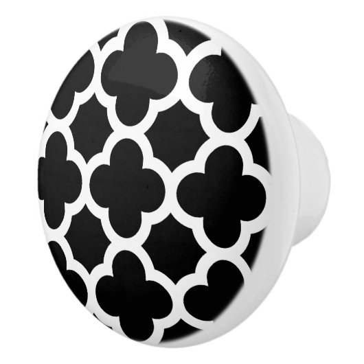 Cute Black White Retro Chic Trellis Pattern Keramische Knop (Rechts)