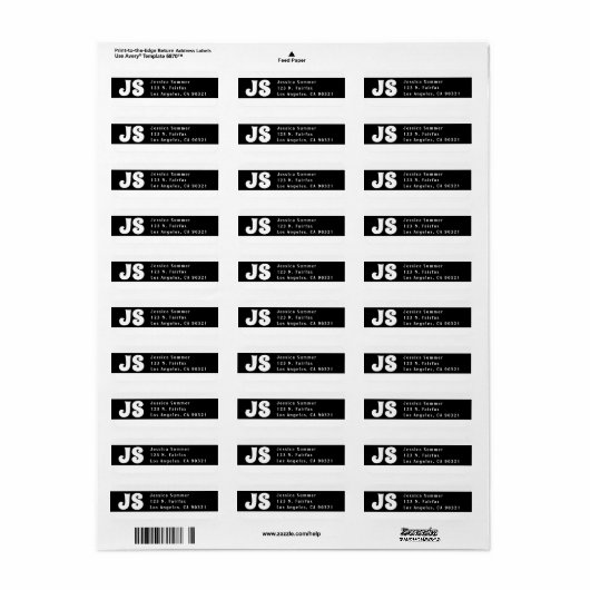Cute Black & White Return Address Labels (Full Sheet)