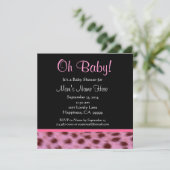 Cute Black White Roze Cheetah Print Baby shower Kaart (Staand voorkant)