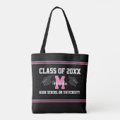 Cute Black White roze gestreept op maat Tote Bag (Achterkant)