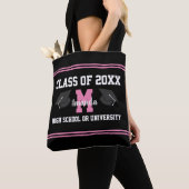 Cute Black White roze gestreept op maat Tote Bag (Dichtbij)