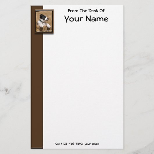 Cute Black White Slaping Puppy Photo Persoonlijk Briefpapier (Voorkant)