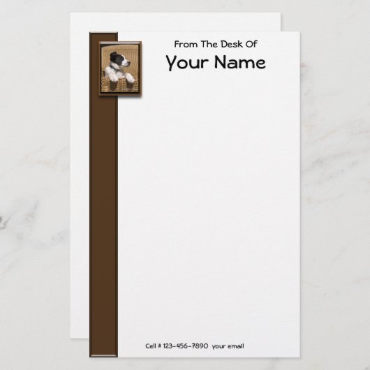 Cute Black White Slaping Puppy Photo Persoonlijk Briefpapier (Voorkant / Achterkant)