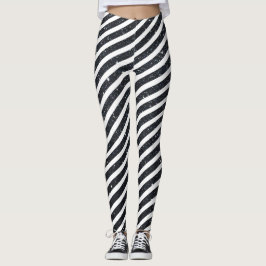 Cute Black White Snoep Stripe Glitter Patroon Leggings