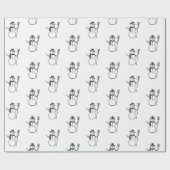 Cute  Black White Snowman Cadeaupapier (Vlak)