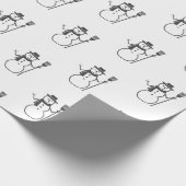 Cute  Black White Snowman Cadeaupapier (Hoek)