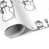 Cute  Black White Snowman Cadeaupapier (Rol Hoek)