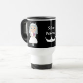 Cute Black & White Sober Princess Travel Mug Reisbeker (Voorkant links)