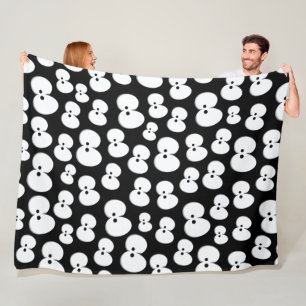 Cute Black & White Spooky Eyes Pattern Halloween Fleece Deken